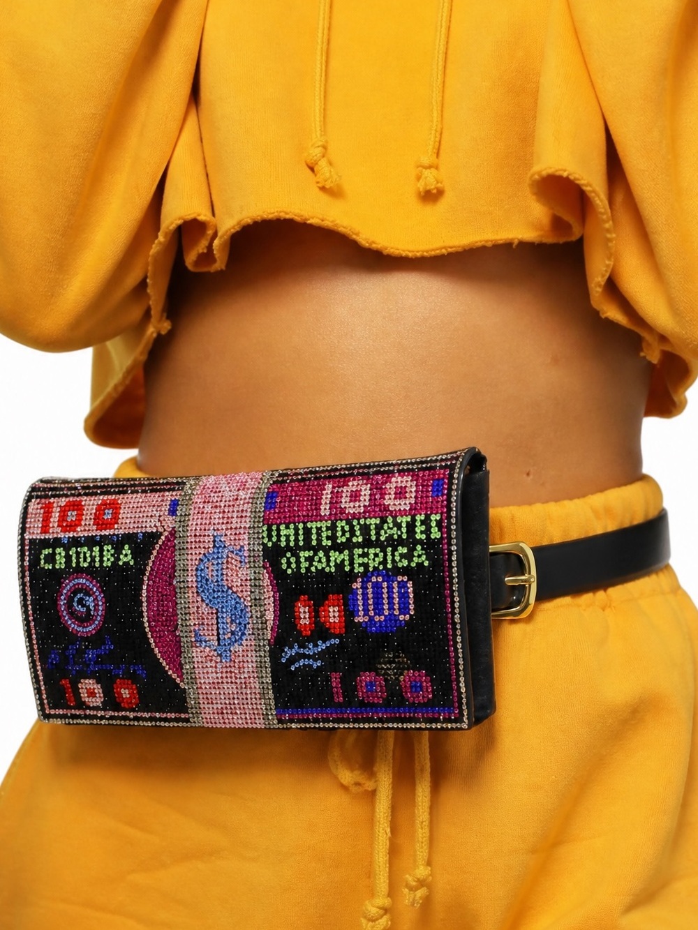 Rhinestone Money Fanny Clutch Crossbody